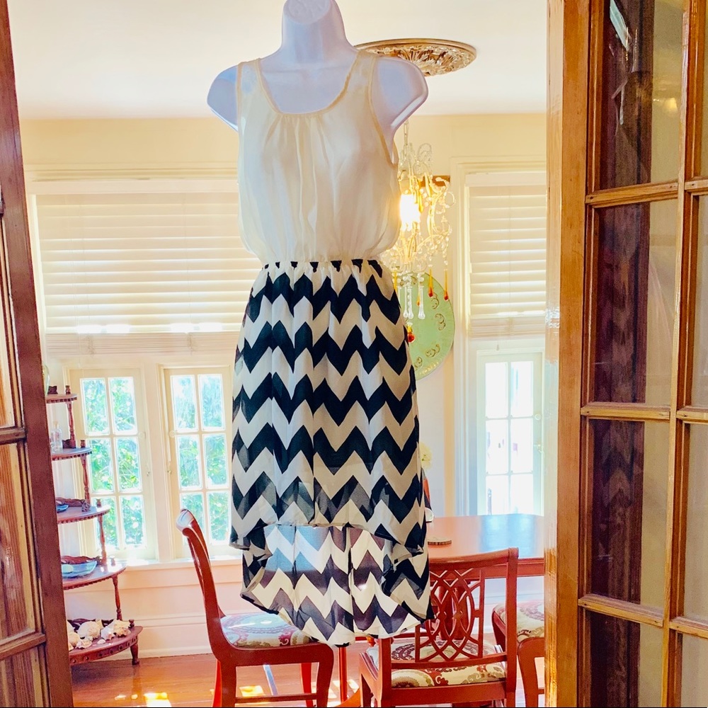 Open-Back Chevron Hi-Lo Dress